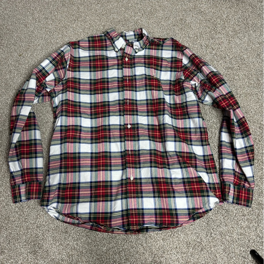 Ralph Lauren Red and Green Plaid Casual Button Down Shirt